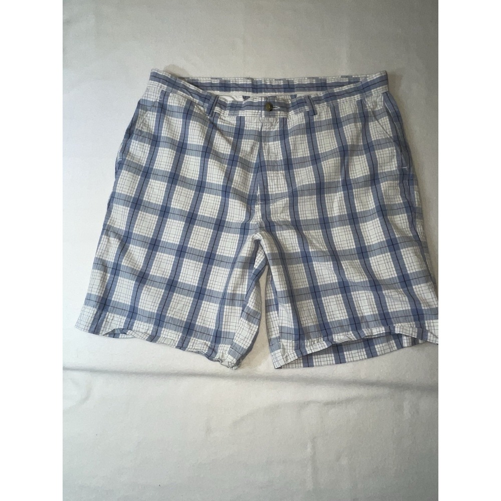 LYLE & SCOTT Men Classic Fit 100% Cotton Shorts - Size 38 x 9‎ White Blue Check